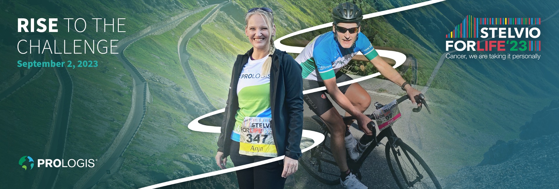Banner image two prologis employees doing the Stelvio challenge