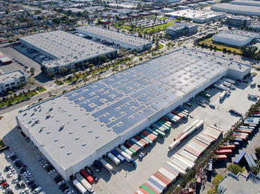 Prologis Park from above with solar panels on the roof